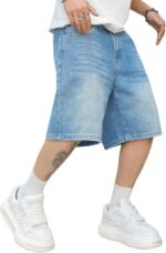 Men's Loose Retro Wide-Leg Denim Shorts – Street-Style Hip-Hop Casual Long Denim Shorts
