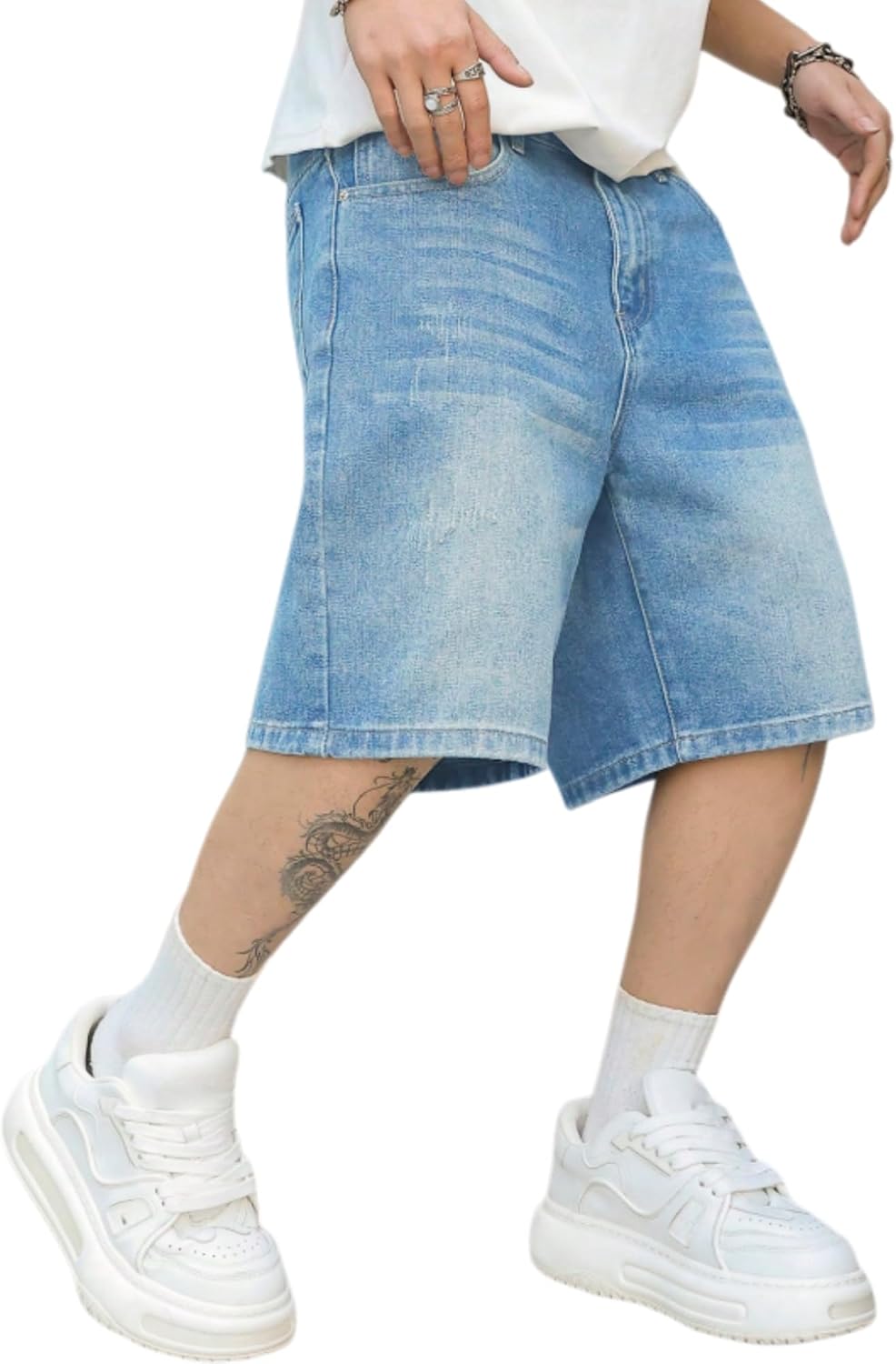 61RBDO31o-L._AC_SL1500_.jpg Men's Loose Retro Wide-Leg Denim Shorts – Street-Style Hip-Hop Casual Long Denim Shorts - Image 1
