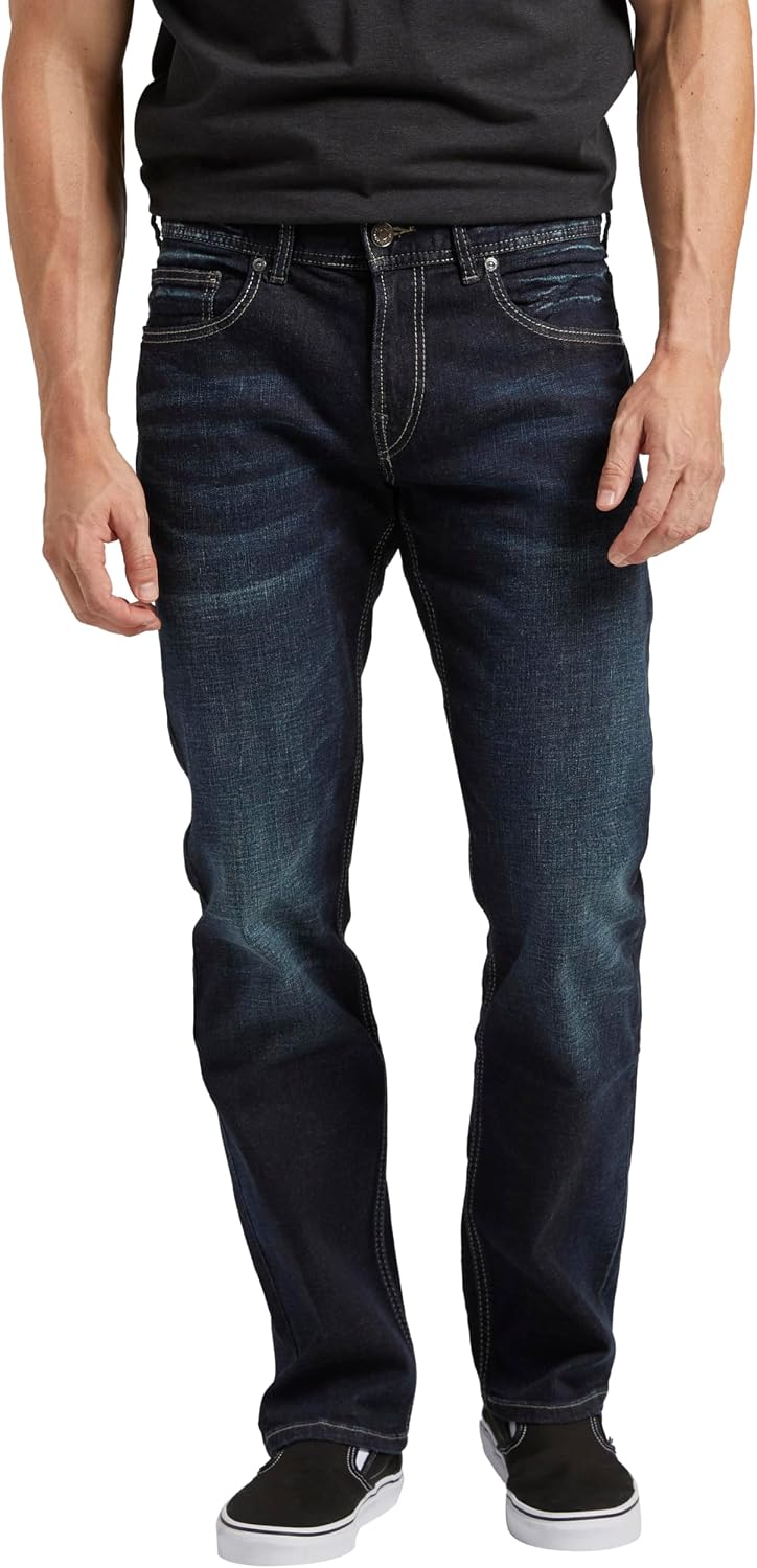 71kLloP8-0L._AC_SL1500_.jpg Men's Slim Fit Straight Leg Jeans - Image 1