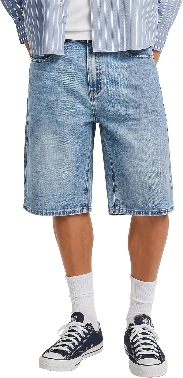 81ePZbFjKpL._AC_SL1500_.jpg Men's Loose-Fit Vintage Denim Shorts - Image 1